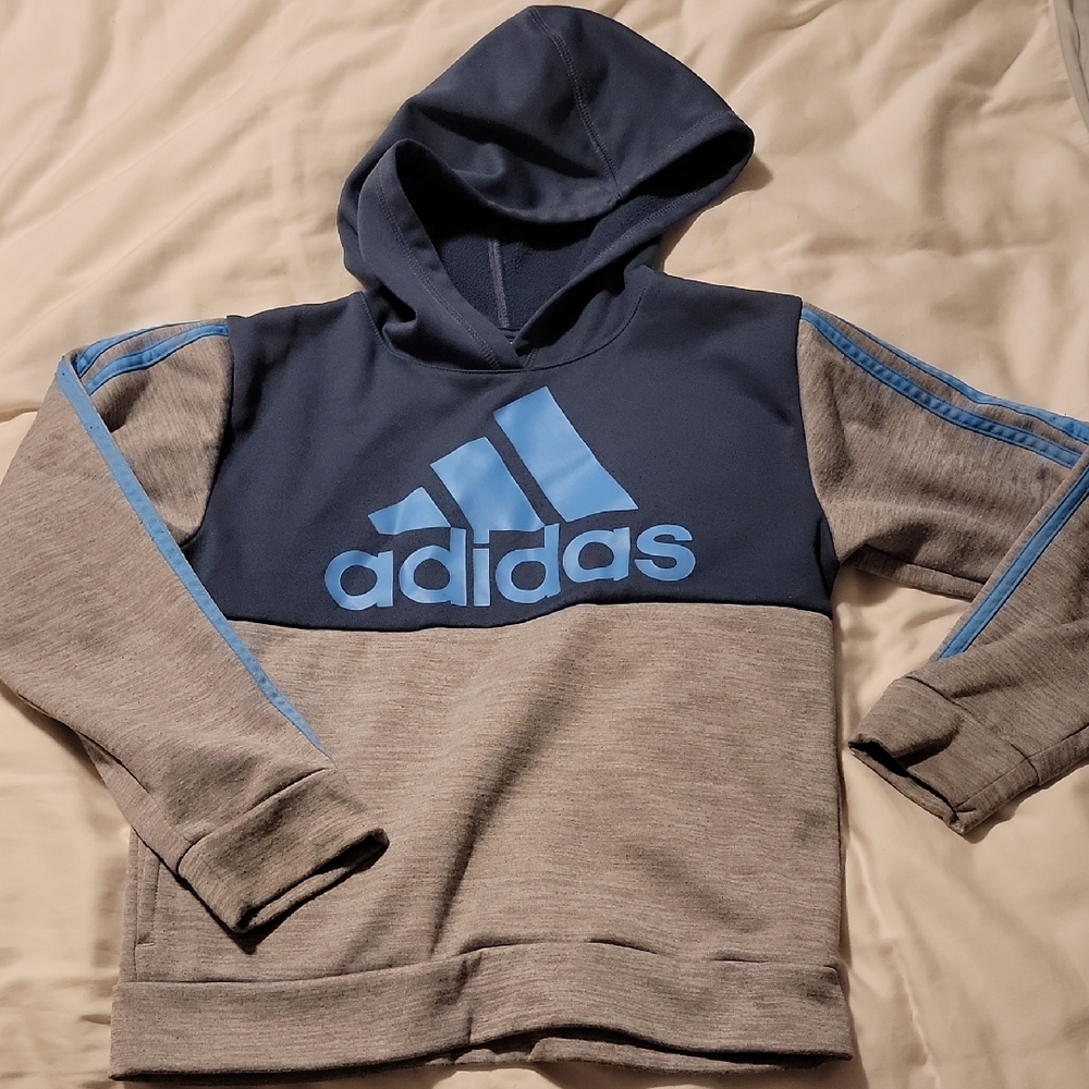 Adidas Navy and Gray Pullover Hoodie